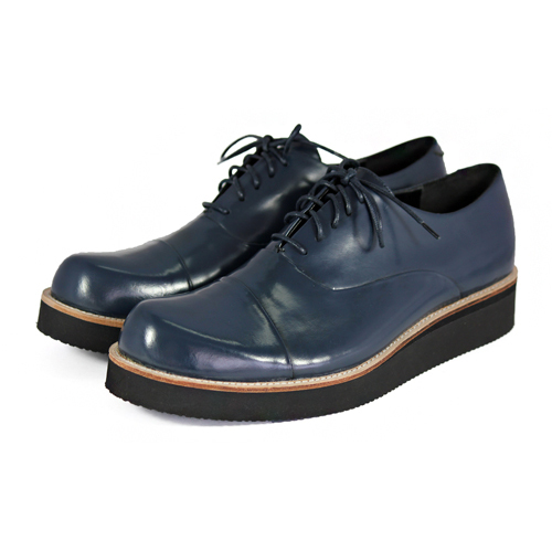 Wine Cup M1127 Midnight Blue Leather Sneakers