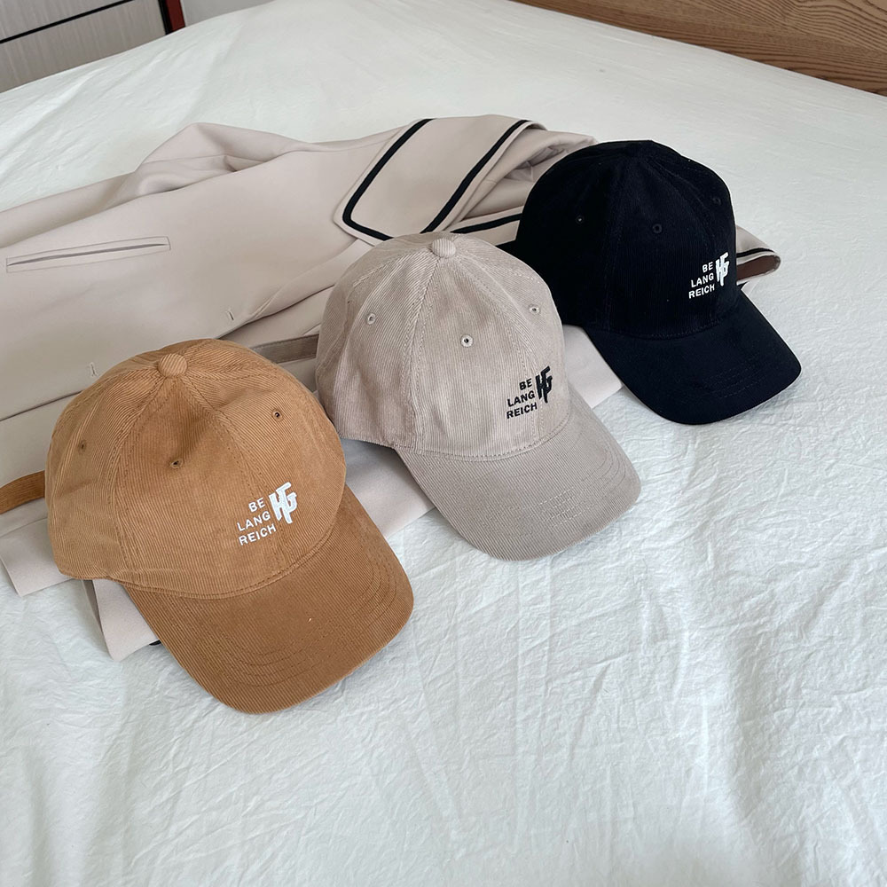 【預購】韓國字母燈芯絨棒球帽 鴨舌帽