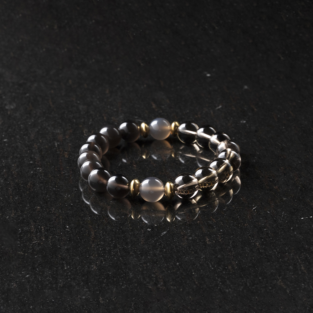 能量手鍊【非凡-雲華】黑曜石+灰瑪瑙+茶水晶手鍊