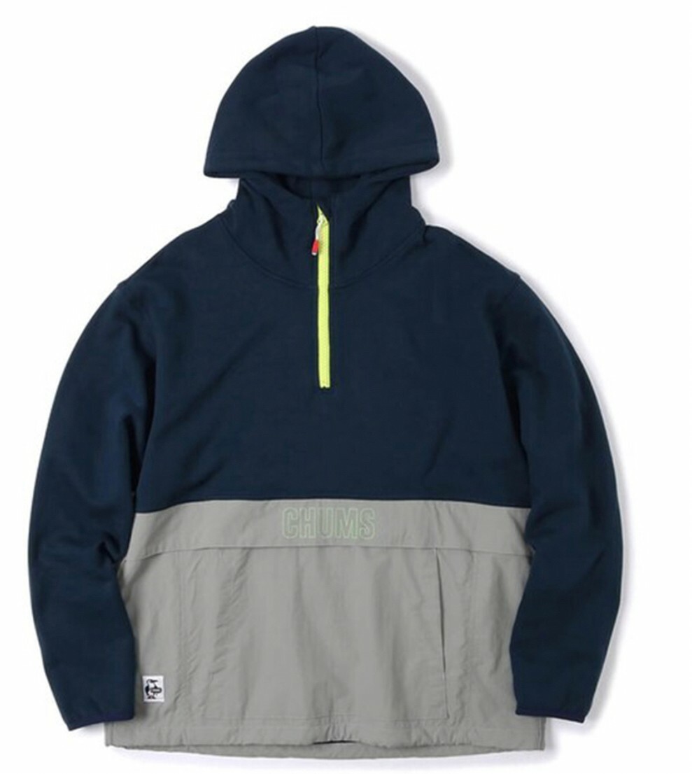 CHUMS Nylon Combo Half-Zip Hoodie 男 開襟兜帽風格上衣 藍 Declu