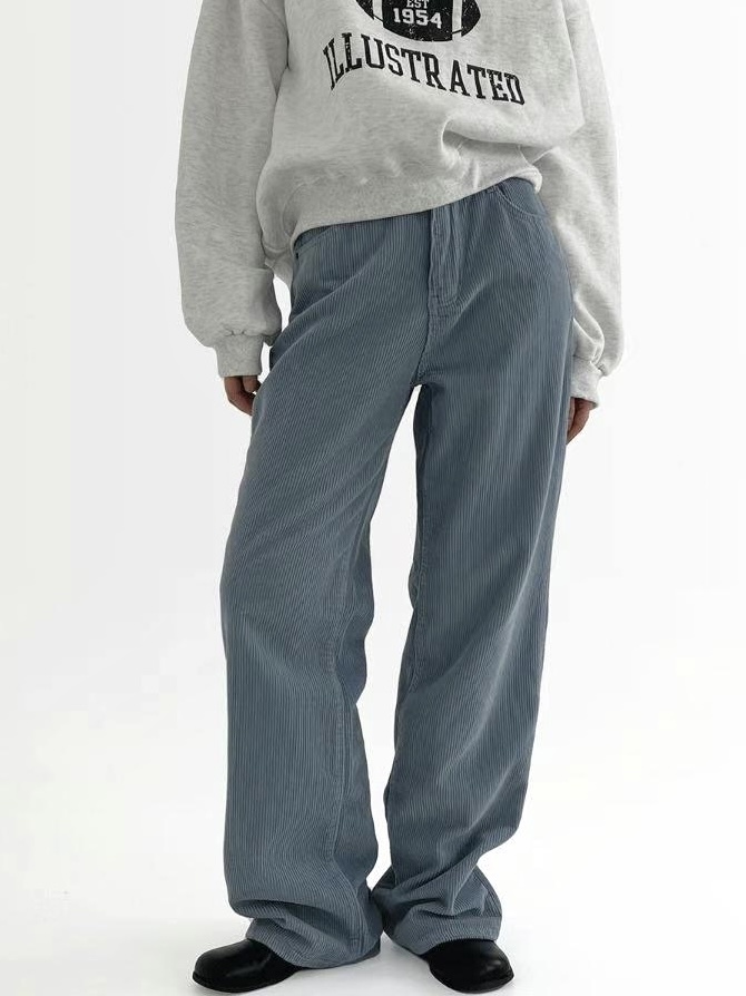 (-3kg!) Spritea slouchy corduroy straight trousers in SORA