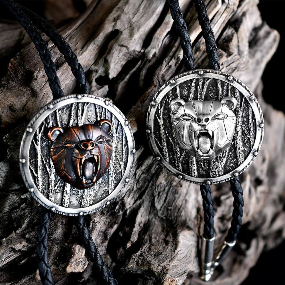 叢林怒熊圓盾款 保羅領帶/BoloTie/美式領帶－快速出貨