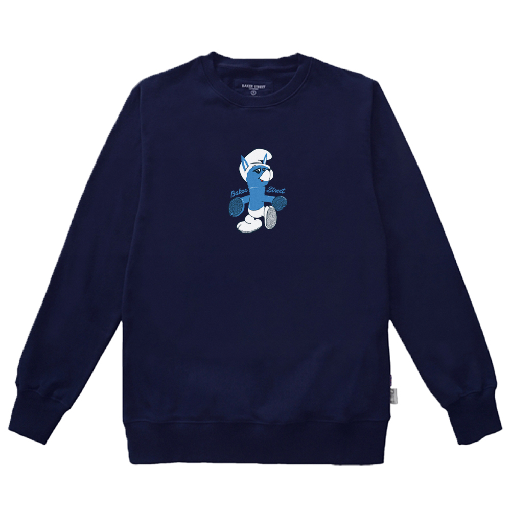 Blue little Alpaca 藍色小駝 高磅數長袖圓T