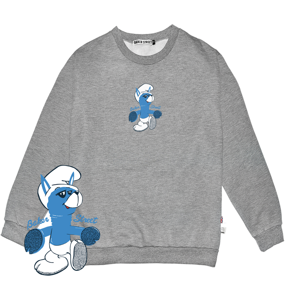 Blue little Alpaca 藍色小駝 高磅數長袖圓T