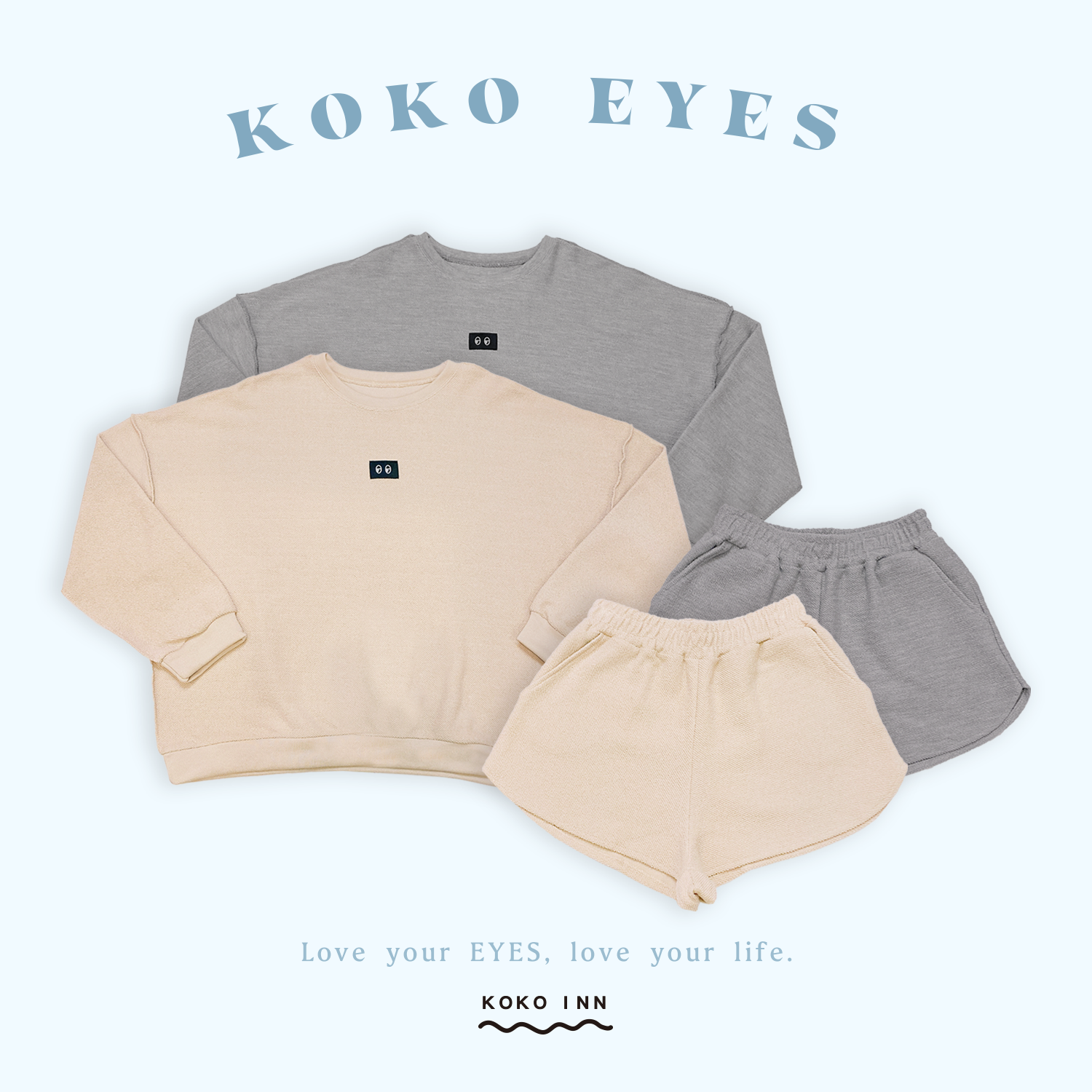 KOKO EYES 反車線落肩休閒套裝