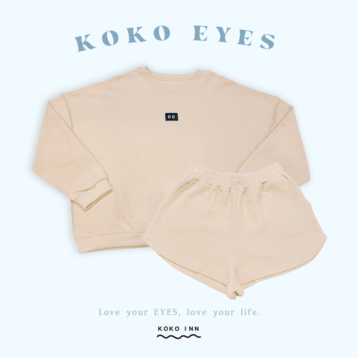 KOKO EYES 反車線落肩休閒套裝