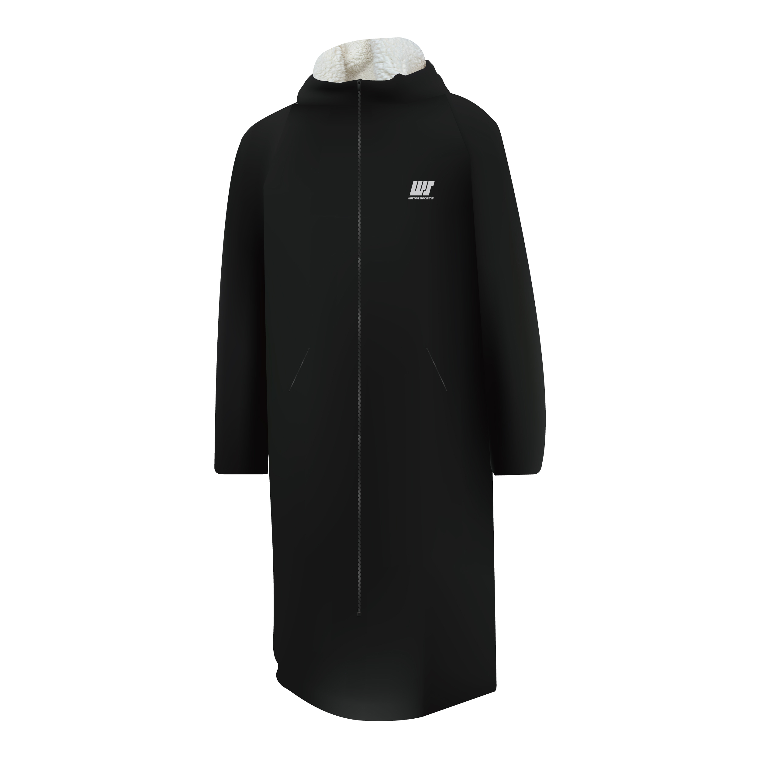 成人/青少年搖粒絨游泳上水保溫褸 - 黑/白