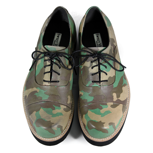 Wine Cup M1127 Camo Green Leather Sneakers