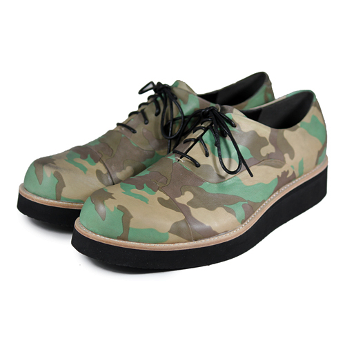 Wine Cup M1127 Camo Green Leather Sneakers