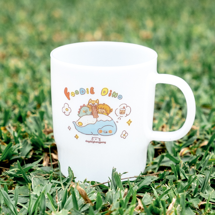 狗狗的小跳步，繪蹦砰｜奶白玻璃杯｜雷龍款