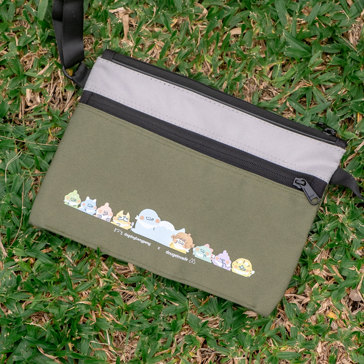 狗狗的小跳步，繪蹦砰｜側背包｜吃貨側被包墨綠款