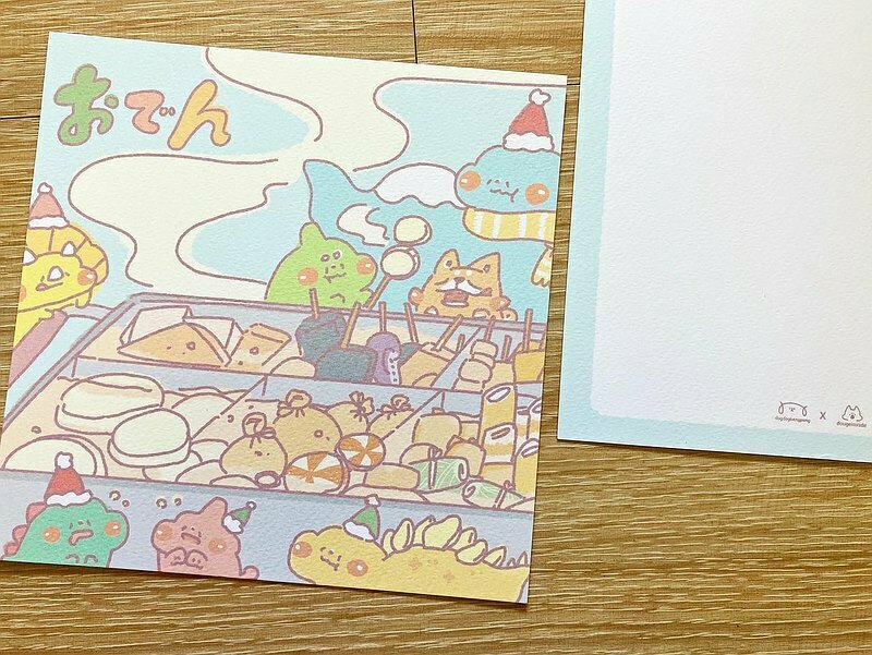 狗狗的小跳步，繪蹦砰｜方形明信片｜關東煮