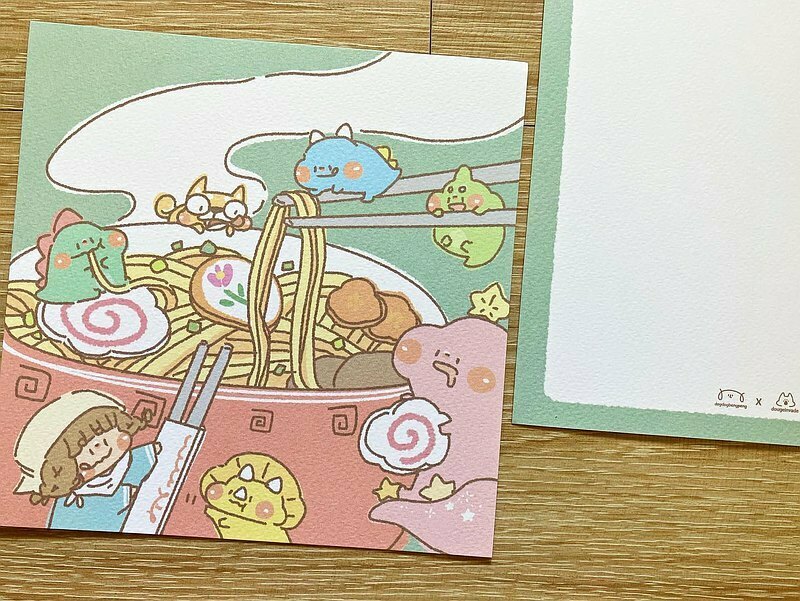 狗狗的小跳步，繪蹦砰｜方形明信片｜拉麵