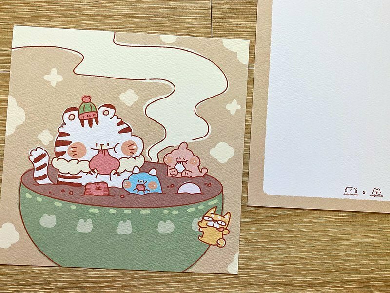 狗狗的小跳步，繪蹦砰｜方形明信片｜紅豆湯