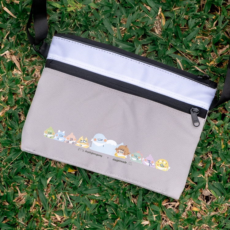 狗狗的小跳步，繪蹦砰｜側背包｜吃貨側被包灰白款