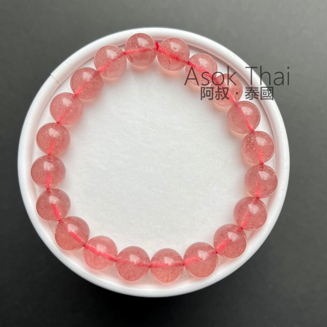 士多啤梨晶 天然水晶手鏈 9mm