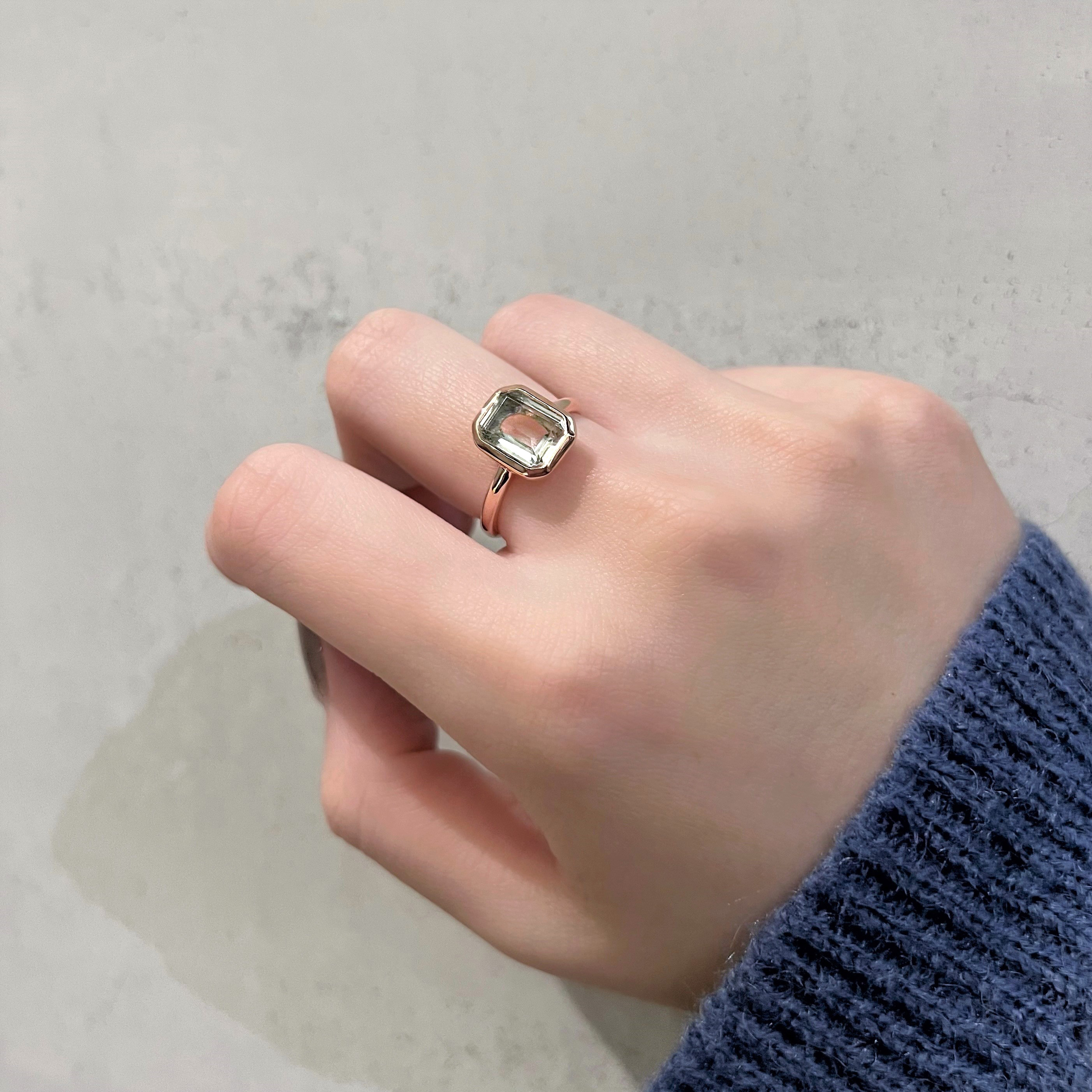 Emerald cut綠色紫水晶戒指