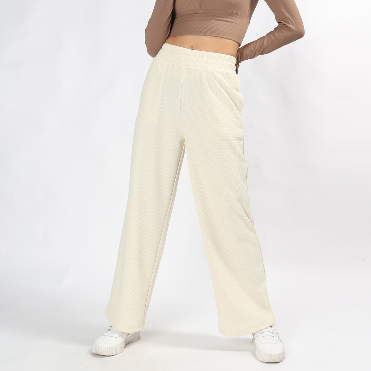 華夫格寬鬆休閒瑜珈/運動/機能褲*