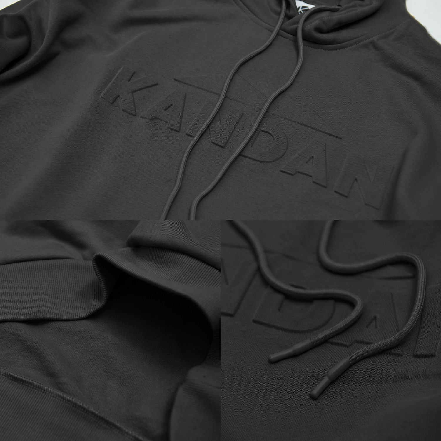 KID ® KANDAN系列 壓凸LOGO帽T 黑/沙/綠