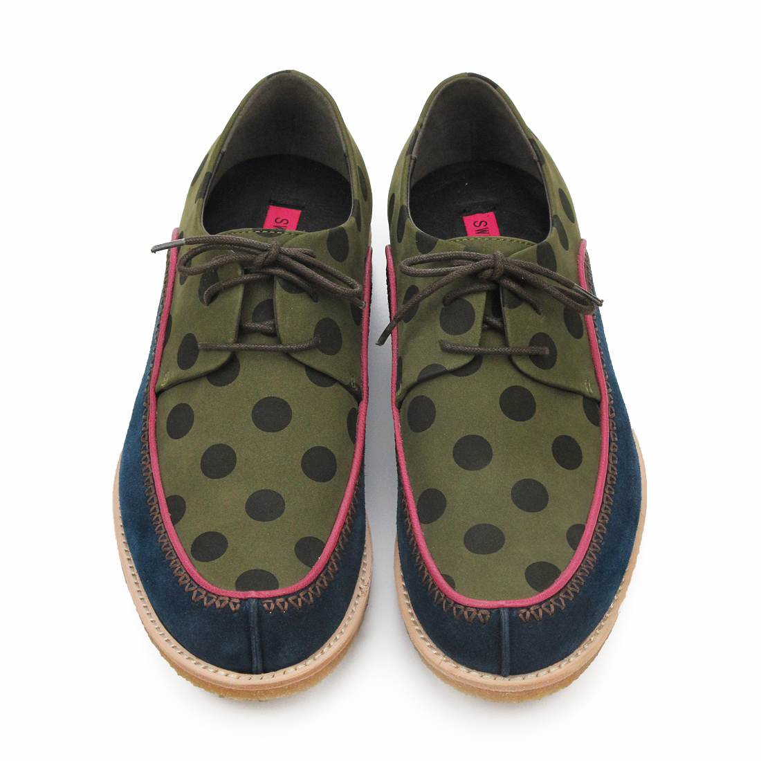 SAFARI M1132A Olive PolkaDot Leather Derby Shoes