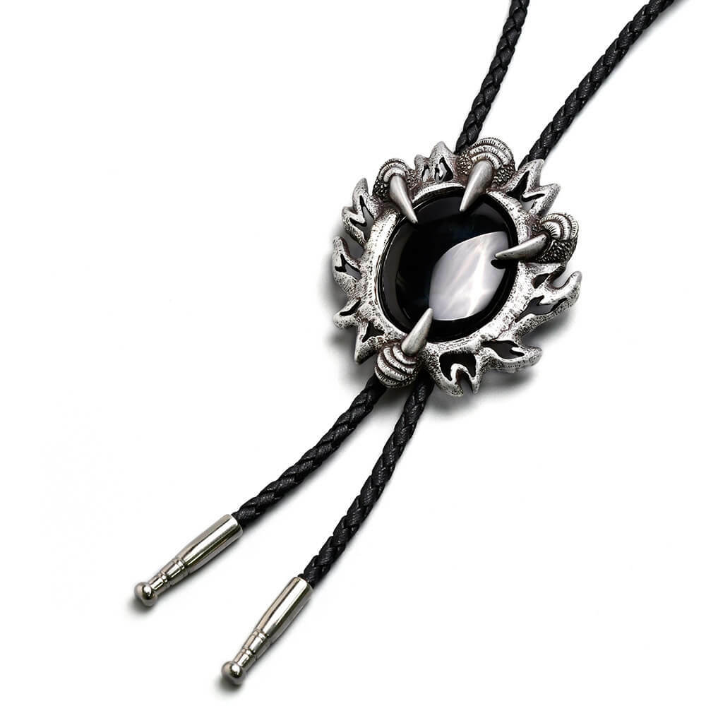 五行開運(水) - 鷹爪擒石黑瑪瑙 保羅領帶/BoloTie/美式領帶－快速出貨