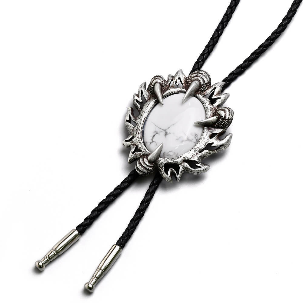 五行開運(金) - 鷹爪擒石白紋石 保羅領帶/BoloTie/美式領帶－快速出貨