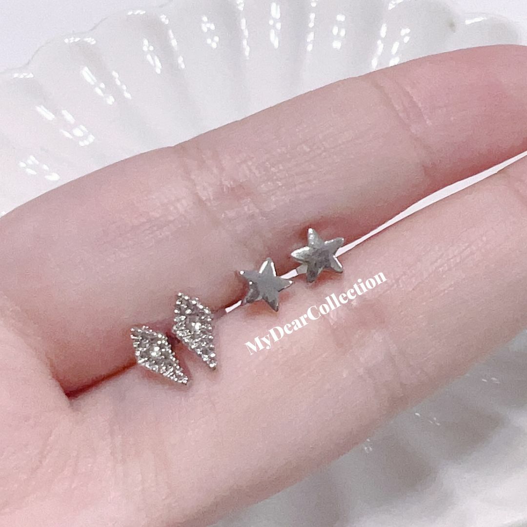 現 貨 | KR 復古 閃石  耳環 (1set 2對) 3766