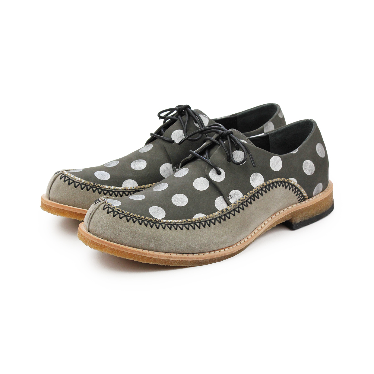 SAFARI M1132A Grey PolkaDot Leather Derby Shoes