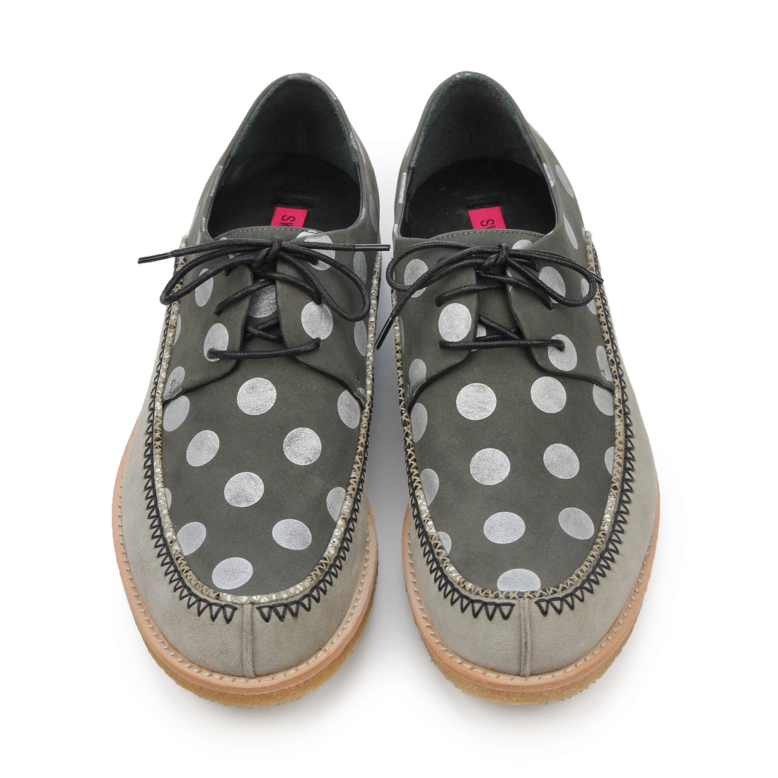 SAFARI M1132A Grey PolkaDot Leather Derby Shoes
