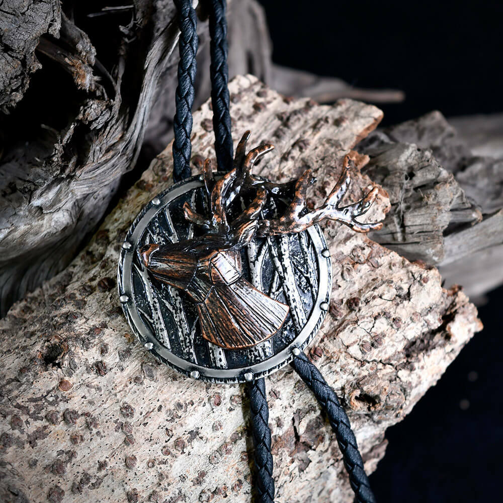 叢林麋鹿圓盾款 保羅領帶/BoloTie/美式領帶－快速出貨