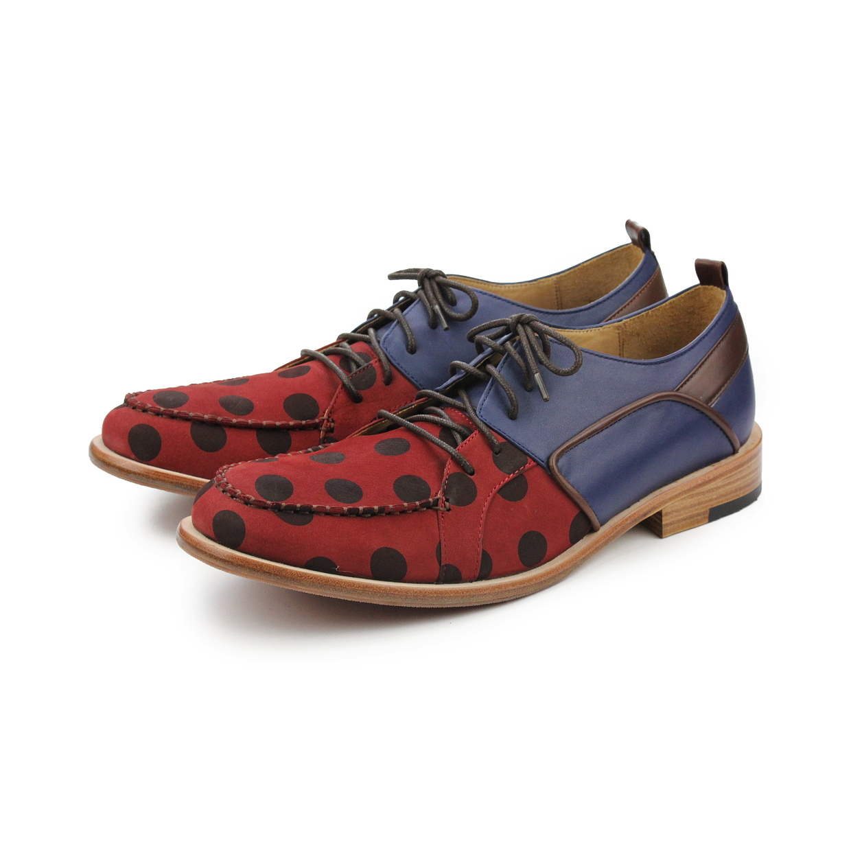 DIVERGENT M1140 Burgundy PolkaDot Leather Derby Shoes