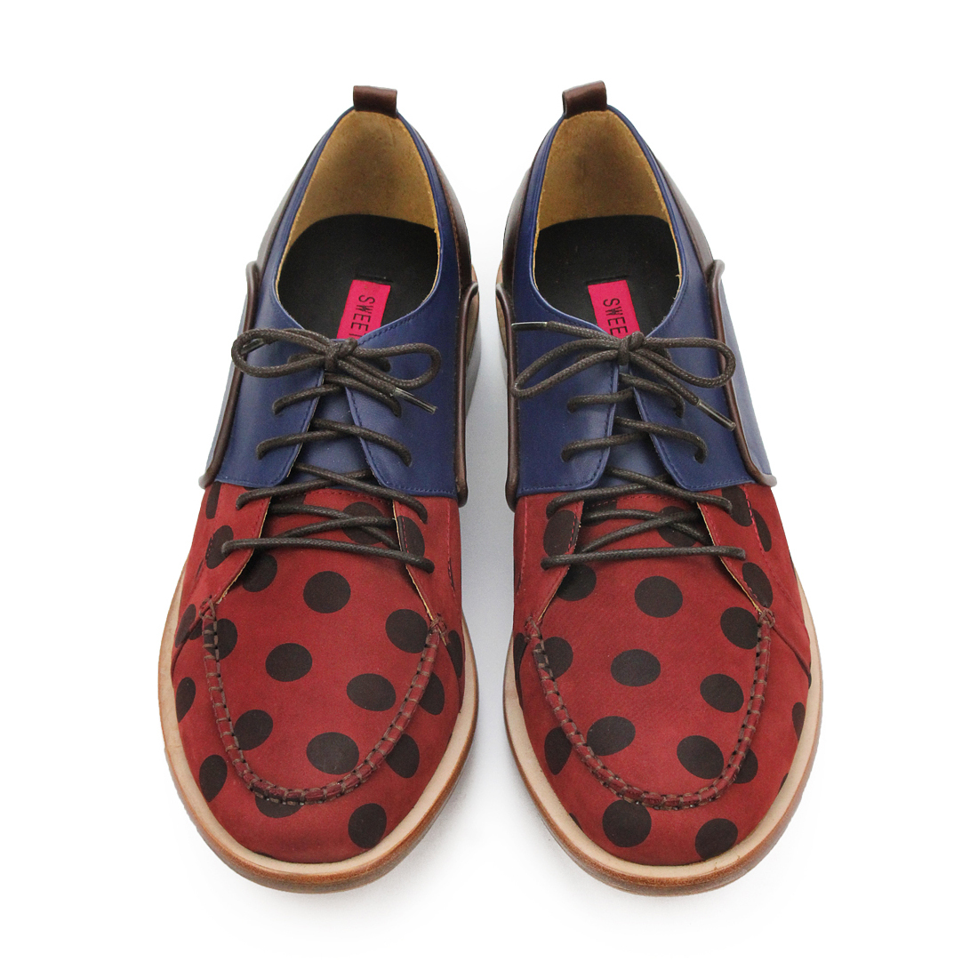 DIVERGENT M1140 Burgundy PolkaDot Leather Derby Shoes