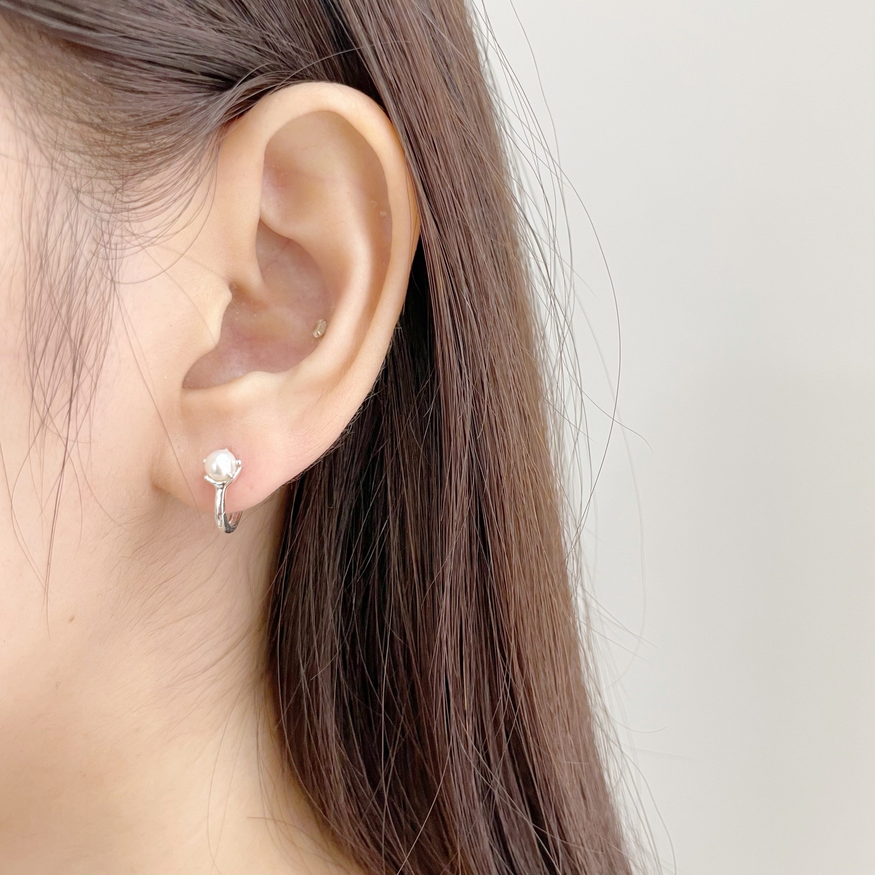 小皇冠珍珠扣式耳圈