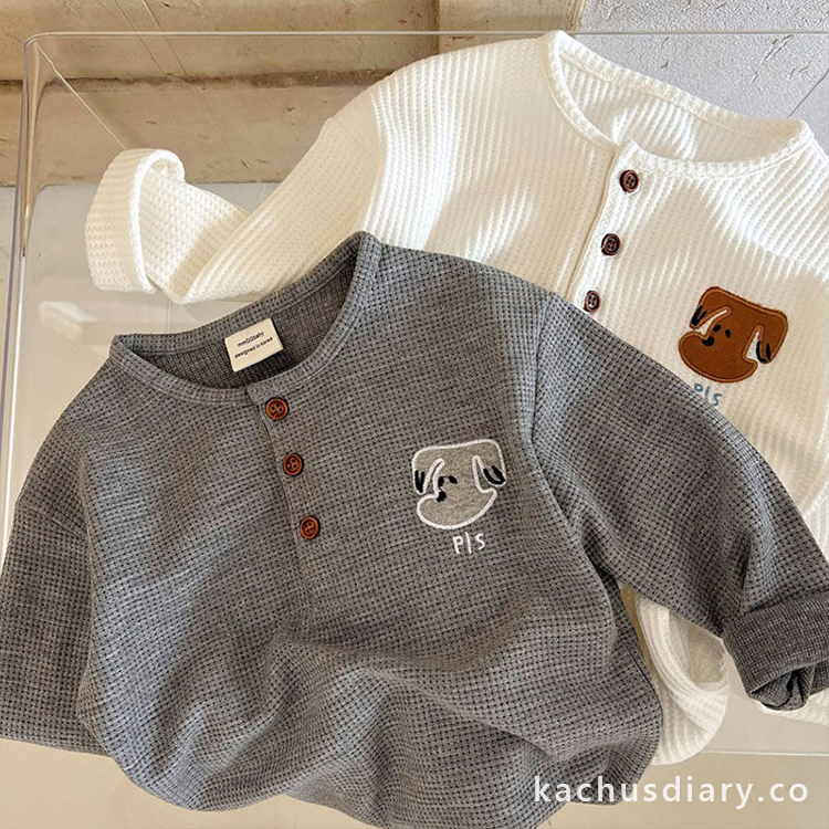 Kids Waffle Embroidered Top