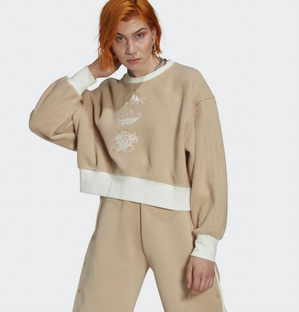 ADIDAS GRAPHIC SWEATER 女 長袖上衣 奶茶色 HM1607 Dec lu