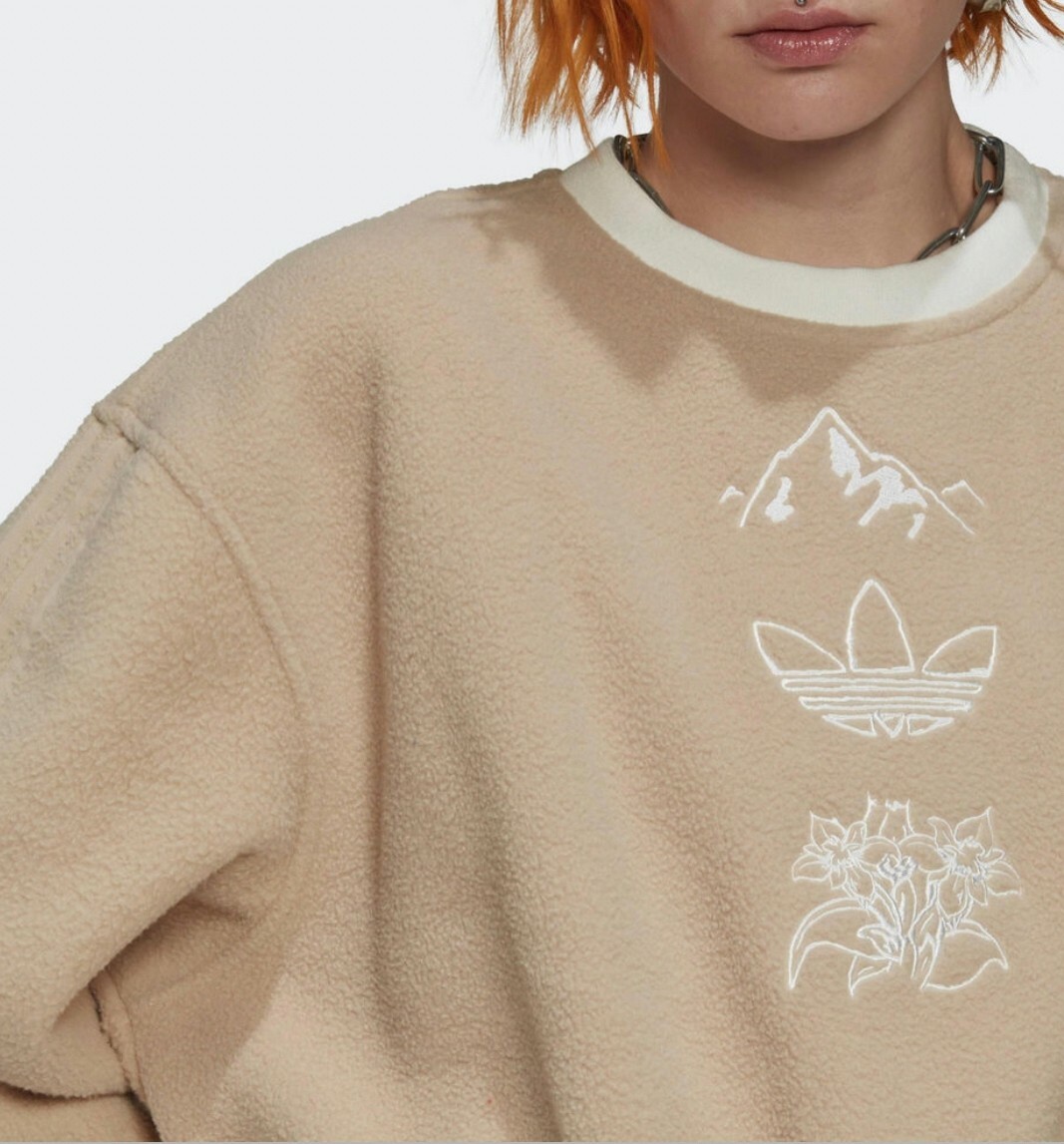 ADIDAS GRAPHIC SWEATER 女 長袖上衣 奶茶色 HM1607 Dec lu