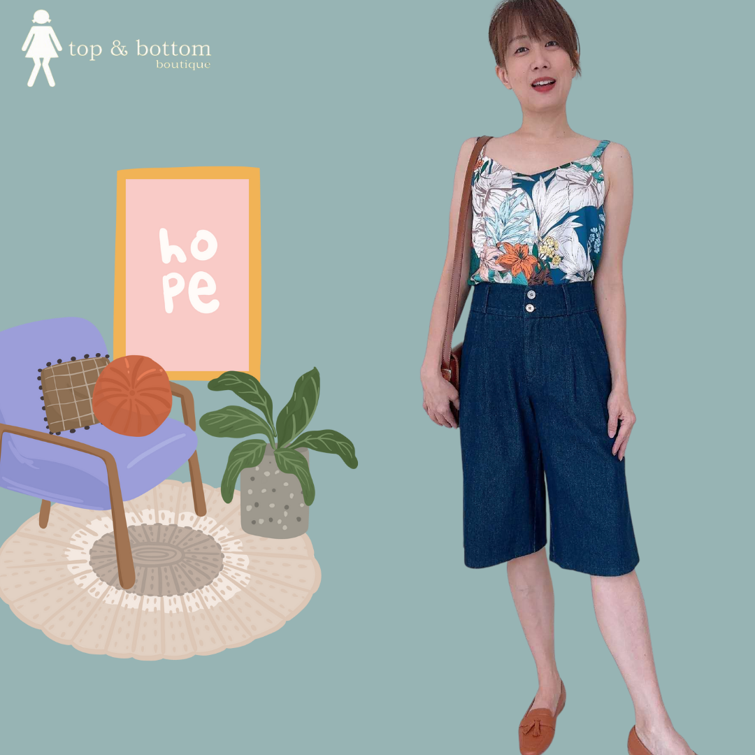 DENIM WIDE LEG BERMUDA