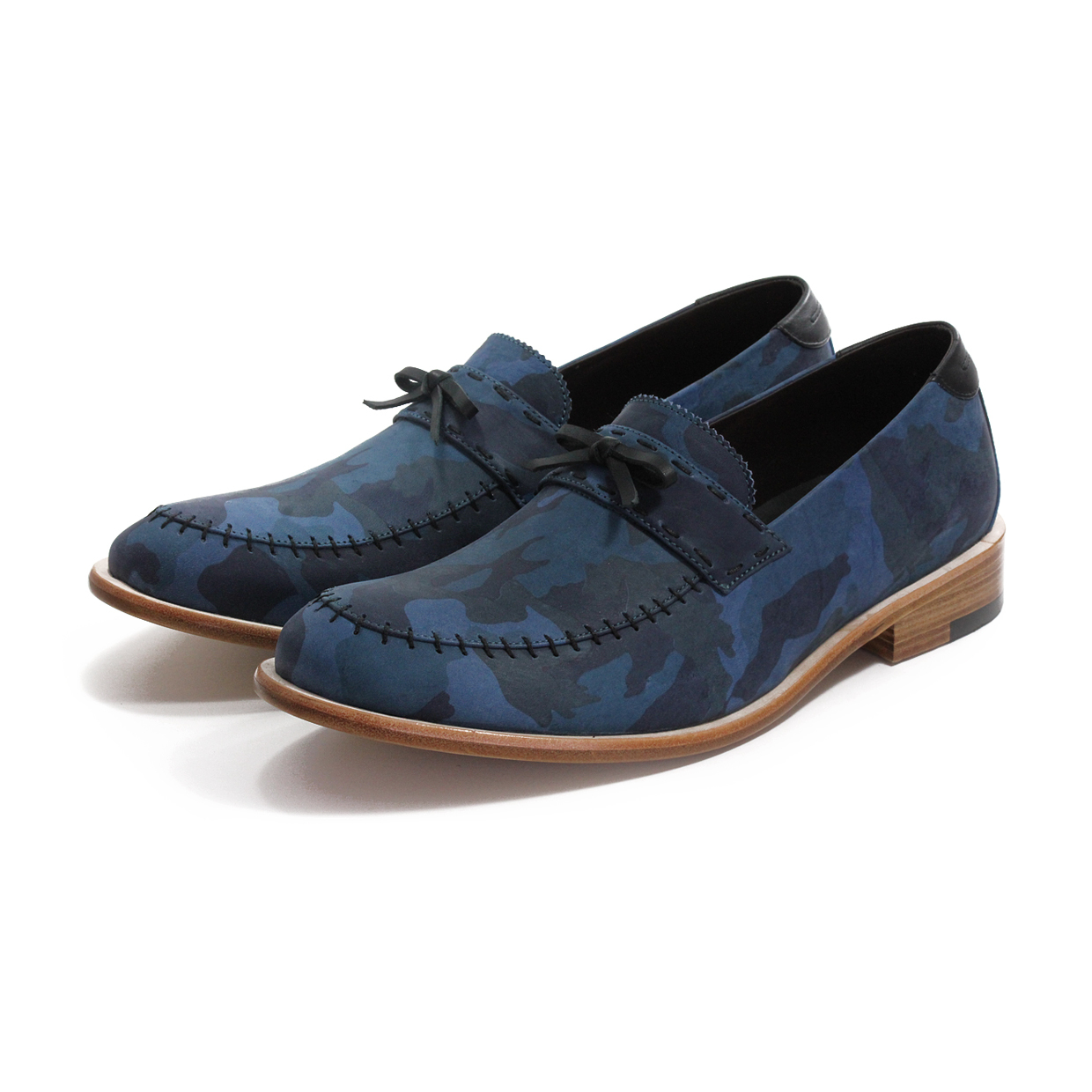 Blue Forest M1096 Camo Navy Leather Loafers