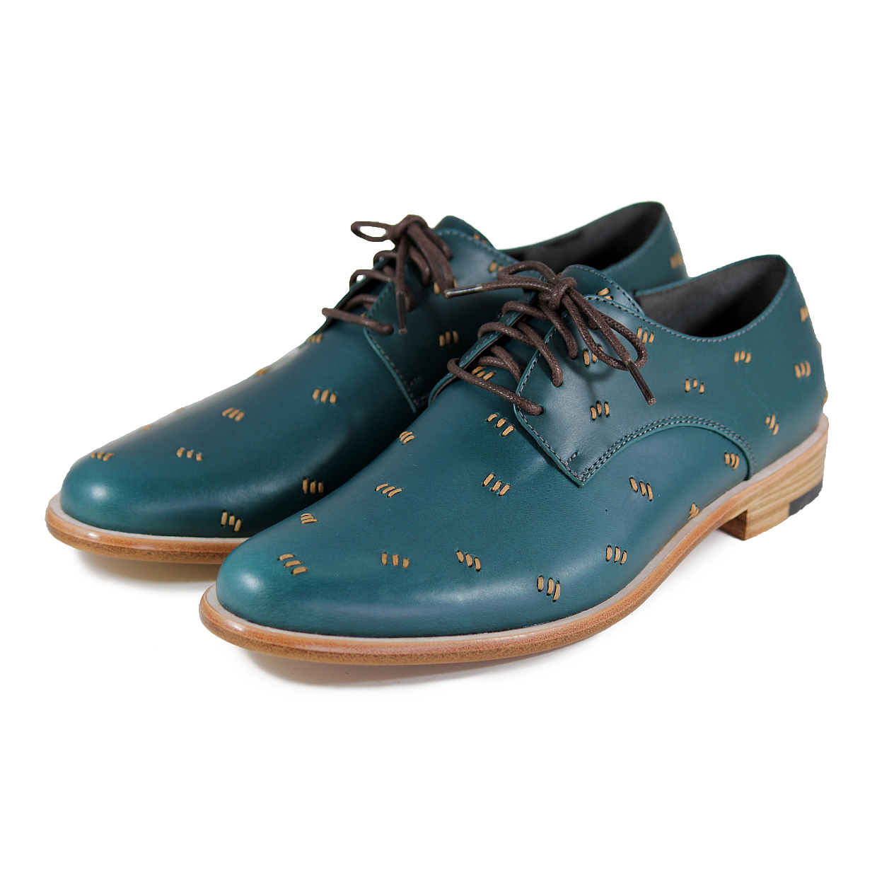 Snowdrop M1091 Stitching Dark Green II Leather Derby Shoes