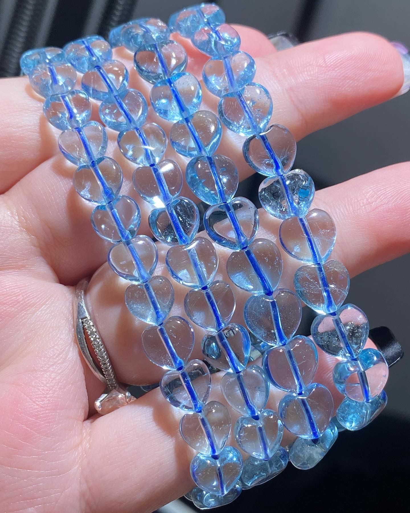 高質托帕石心心手串