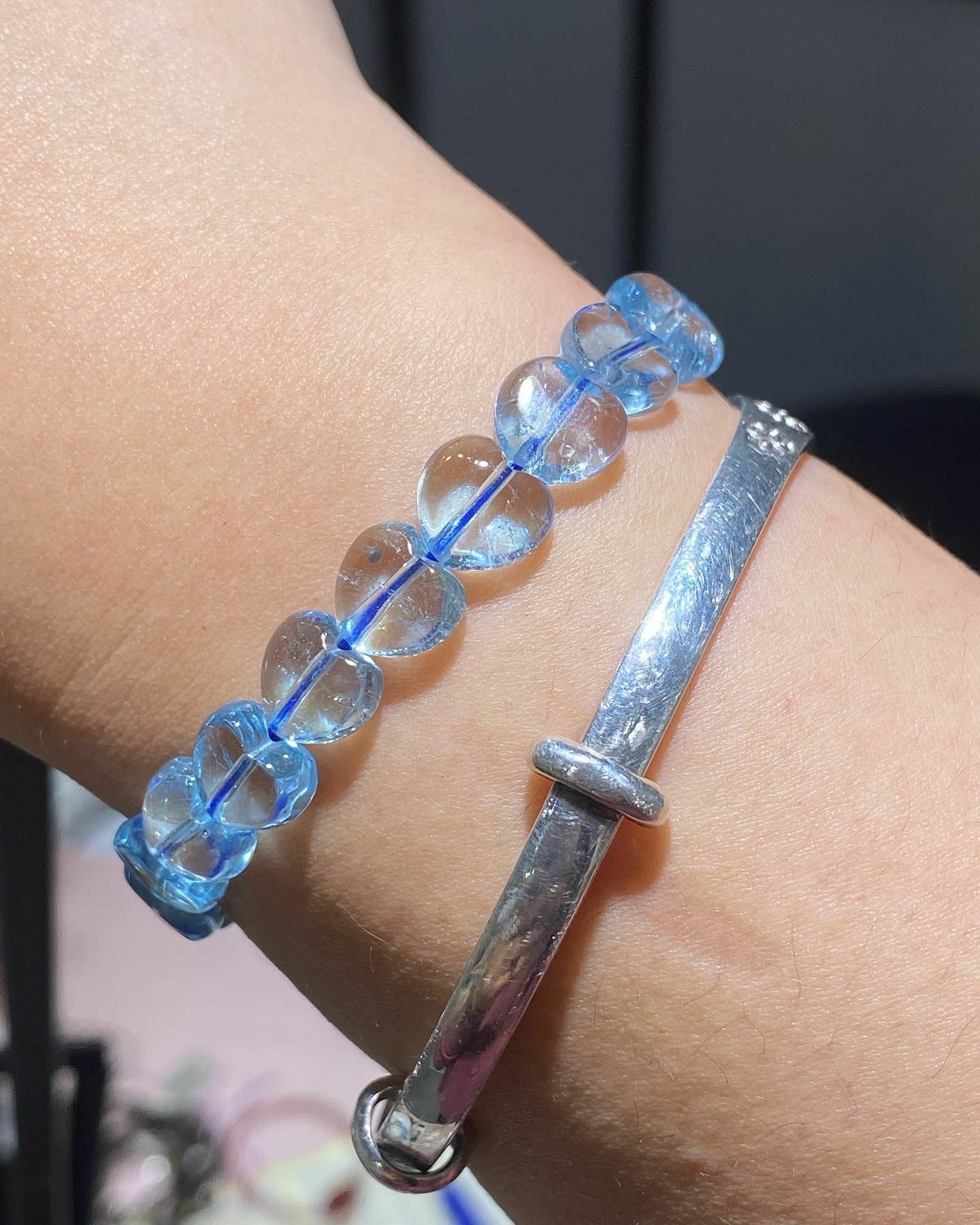 高質托帕石心心手串