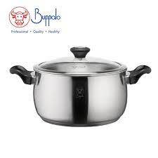 BUFFALO 牛頭牌 PRECIOUS 3.85L 不銹鋼加厚底電木雙耳煲連玻璃蓋 (33620S)