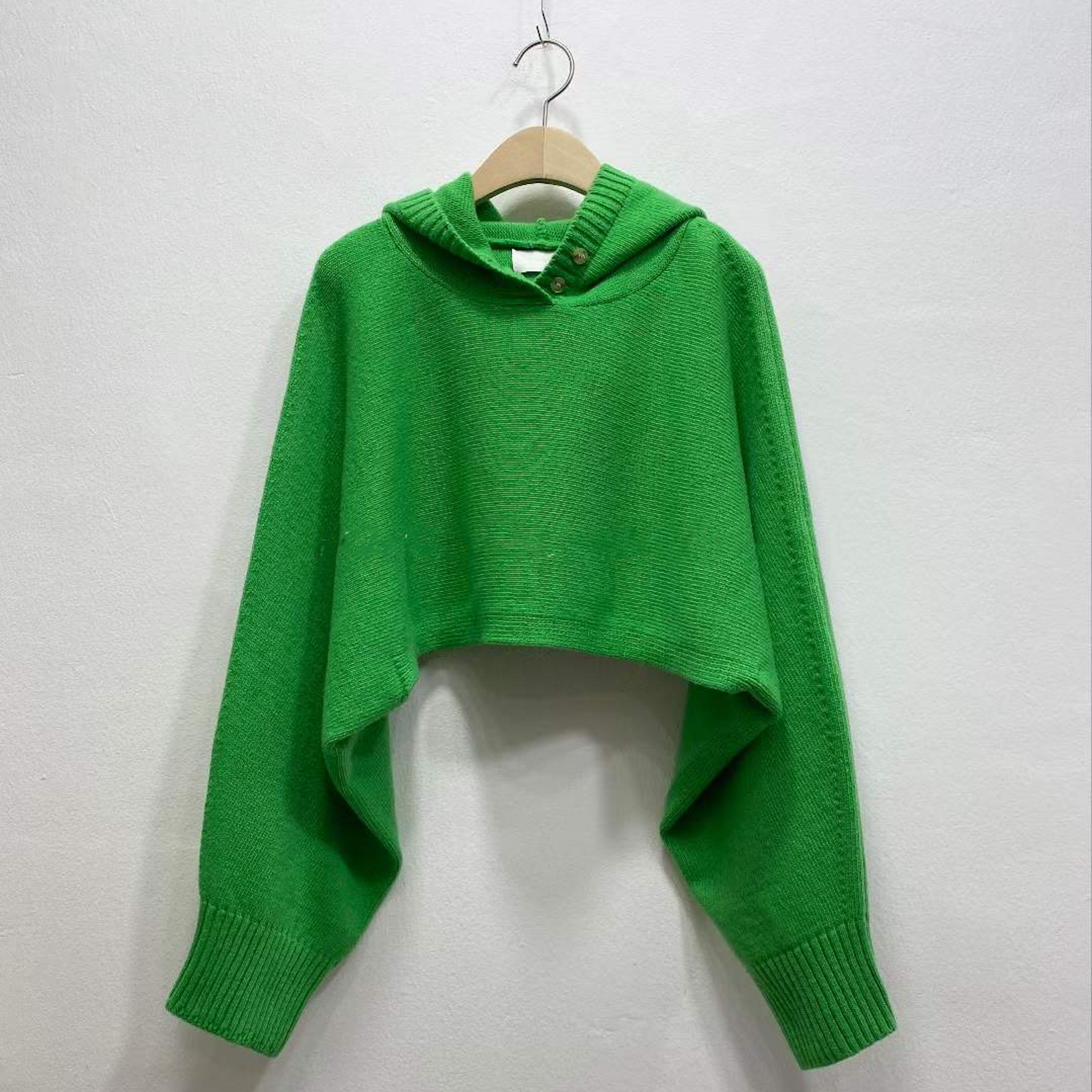 羊毛連帽短版針織衣(綠)