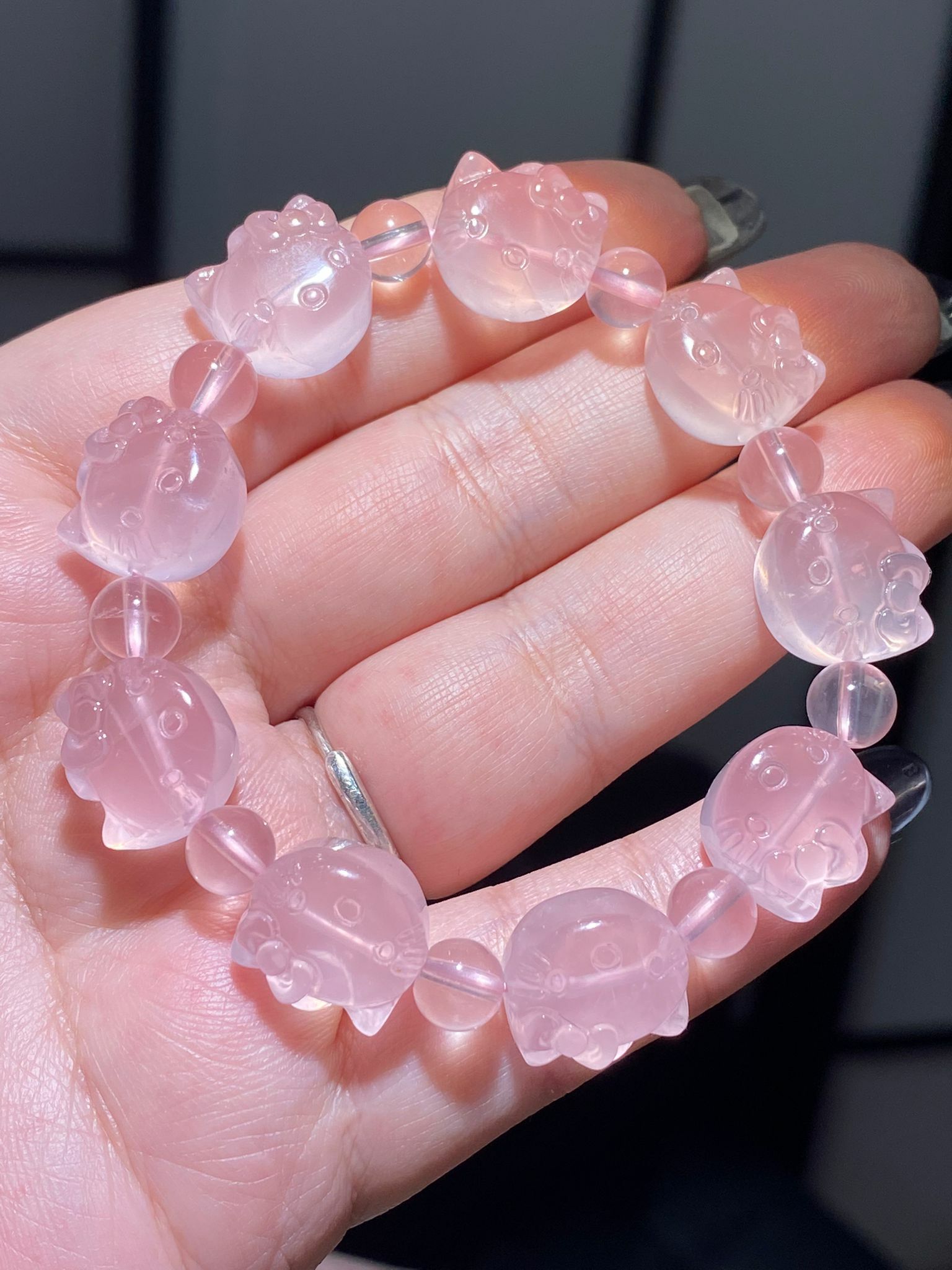 粉晶Hello Kitty手串