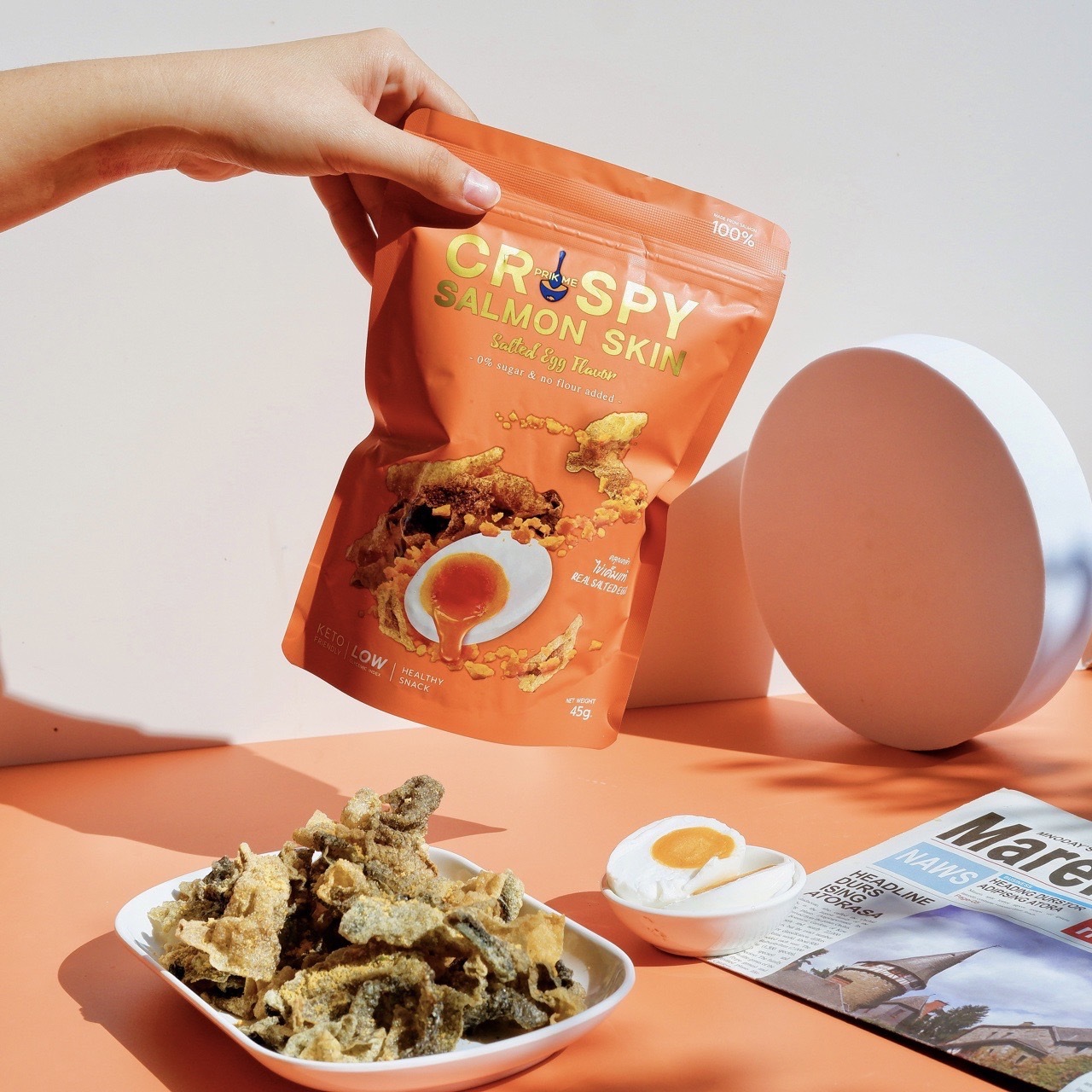 Prik Me 非油炸無糖三文魚皮咸蛋黃45g