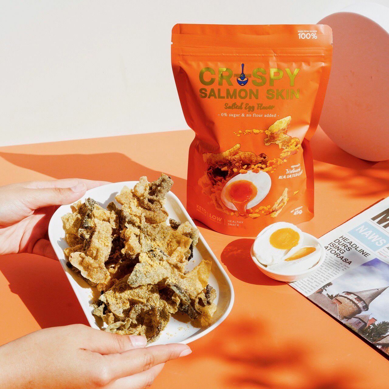 Prik Me 非油炸無糖咸蛋黃三文魚皮 45g