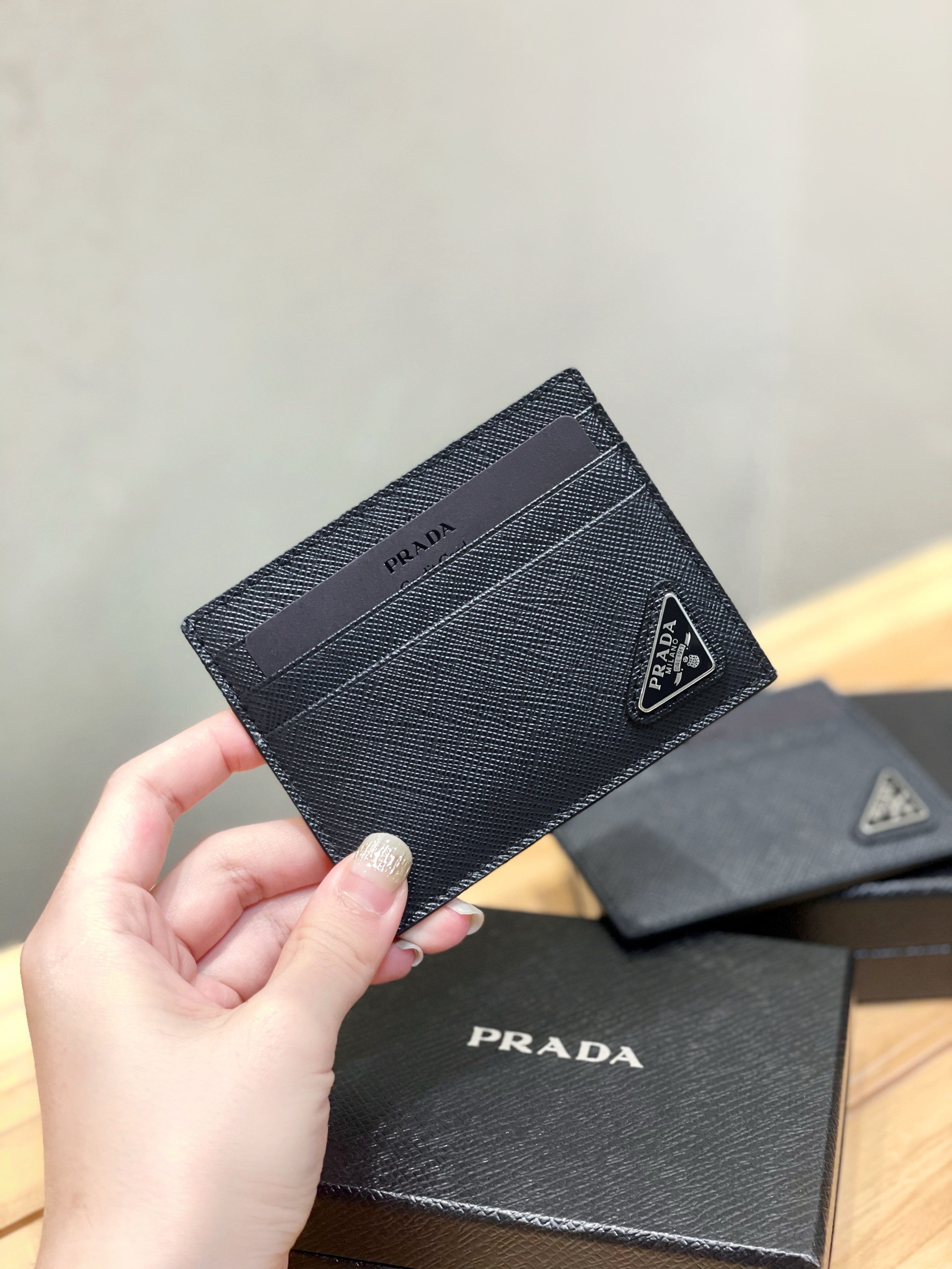 PRADA Saffiano Leather Cardholder with L-Opening