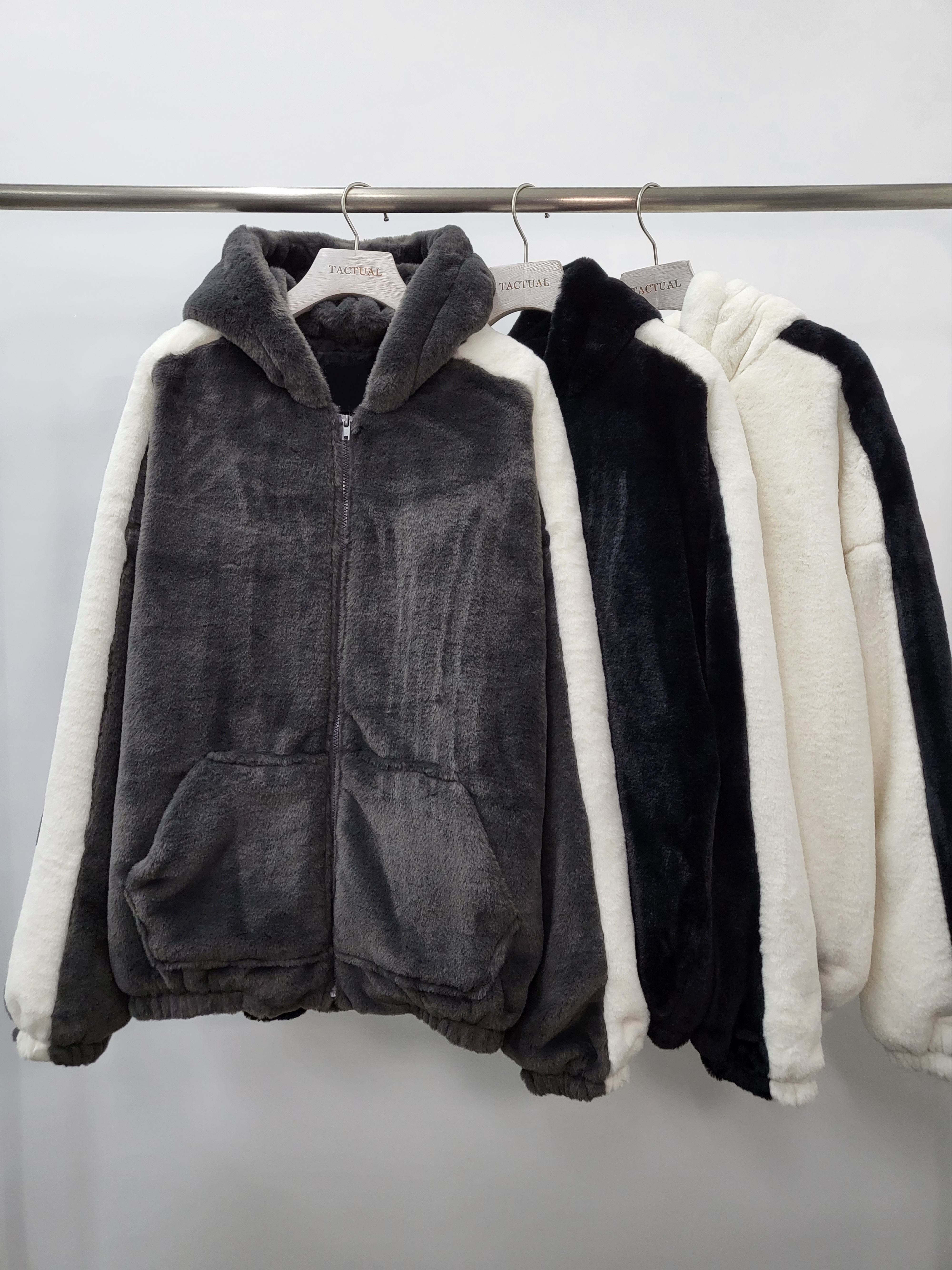 白間連帽毛毛褸(薄夾棉) JK1949