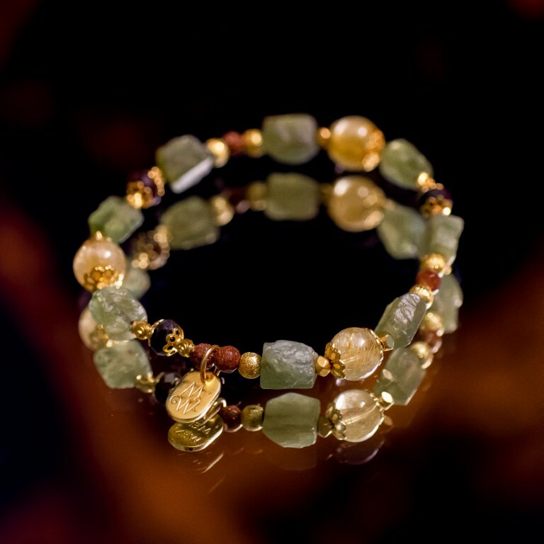 松葉花圈｜綠磷灰石鈦晶手鍊 C1401