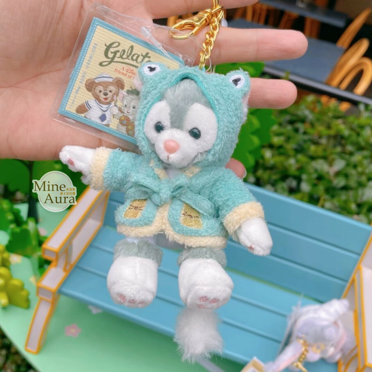 傑拉托尼 畫家貓 Gelatoni 睡袍造型 絨毛 鑰匙圈 吊飾 -上海迪士尼樂園